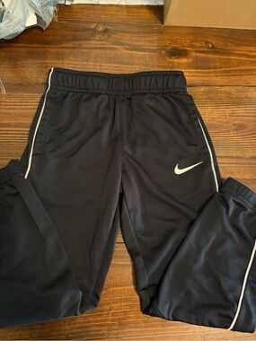 Nike Black Joggers with White Piping and Swoosh